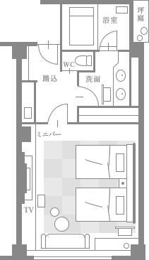 坪庭半露天風呂付きジュニアスイート　間取り図